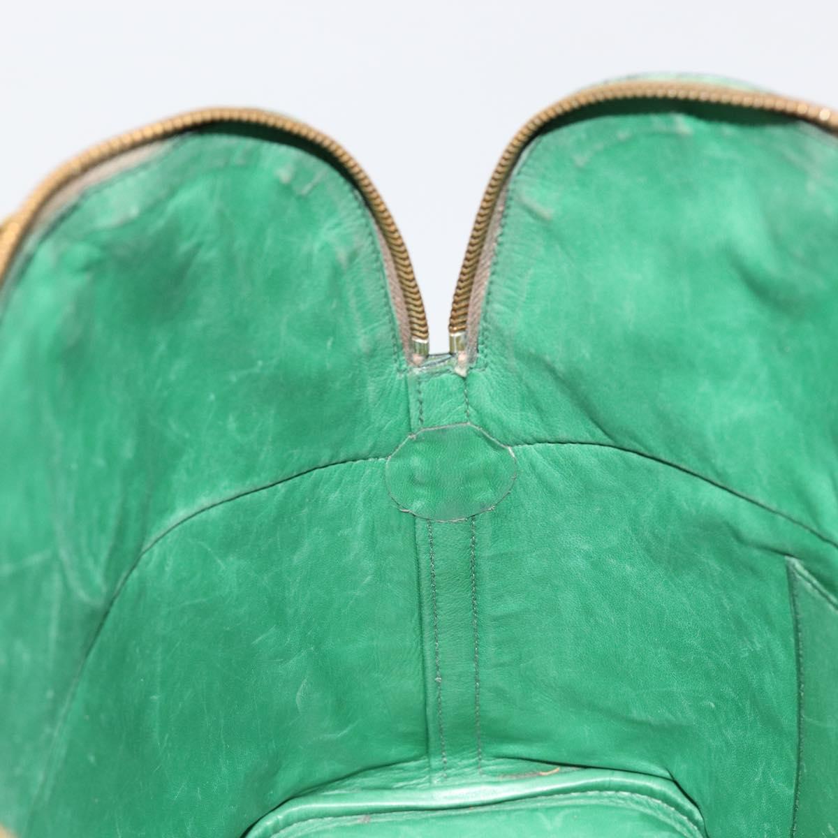 HERMES Courchevel Bolide 37 Hand Bag Leather 2way Green Gold Auth yk20592V