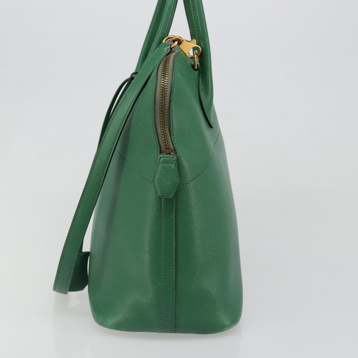 HERMES Courchevel Bolide 37 Hand Bag Leather 2way Green Gold Auth yk20592V