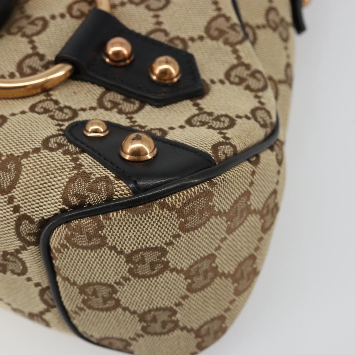 GUCCI GG Canvas Horsebit Sherry Line Bag Beige Gold 129500 Auth yk20593SAV