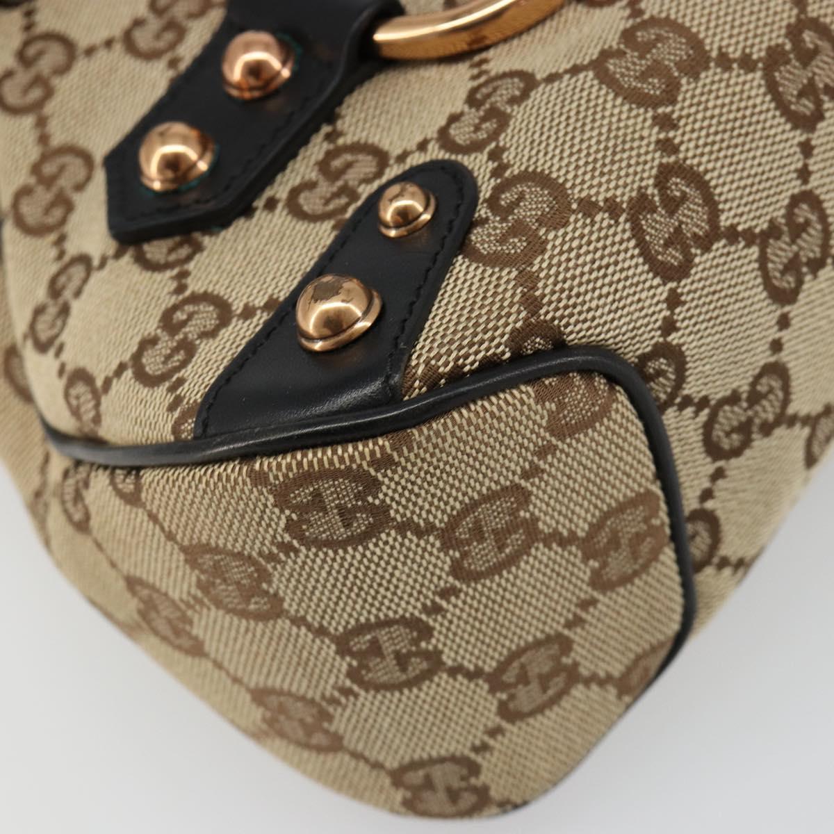 GUCCI GG Canvas Horsebit Sherry Line Bag Beige Gold 129500 Auth yk20593SAV