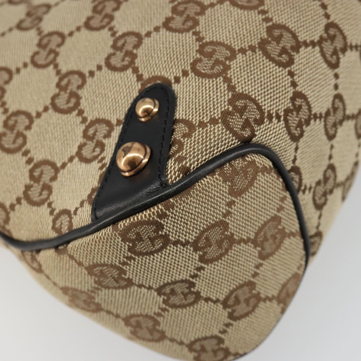 GUCCI GG Canvas Horsebit Sherry Line Bag Beige Gold 129500 Auth yk20593SAV