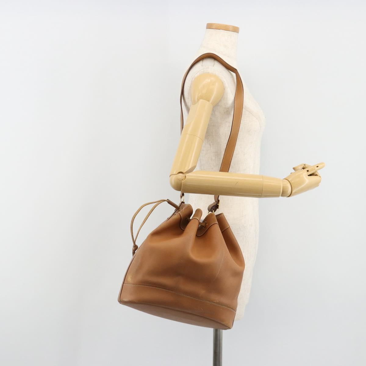 HERMES Market GM Shoulder Bag Epsom Brown Gold Auth yk20594