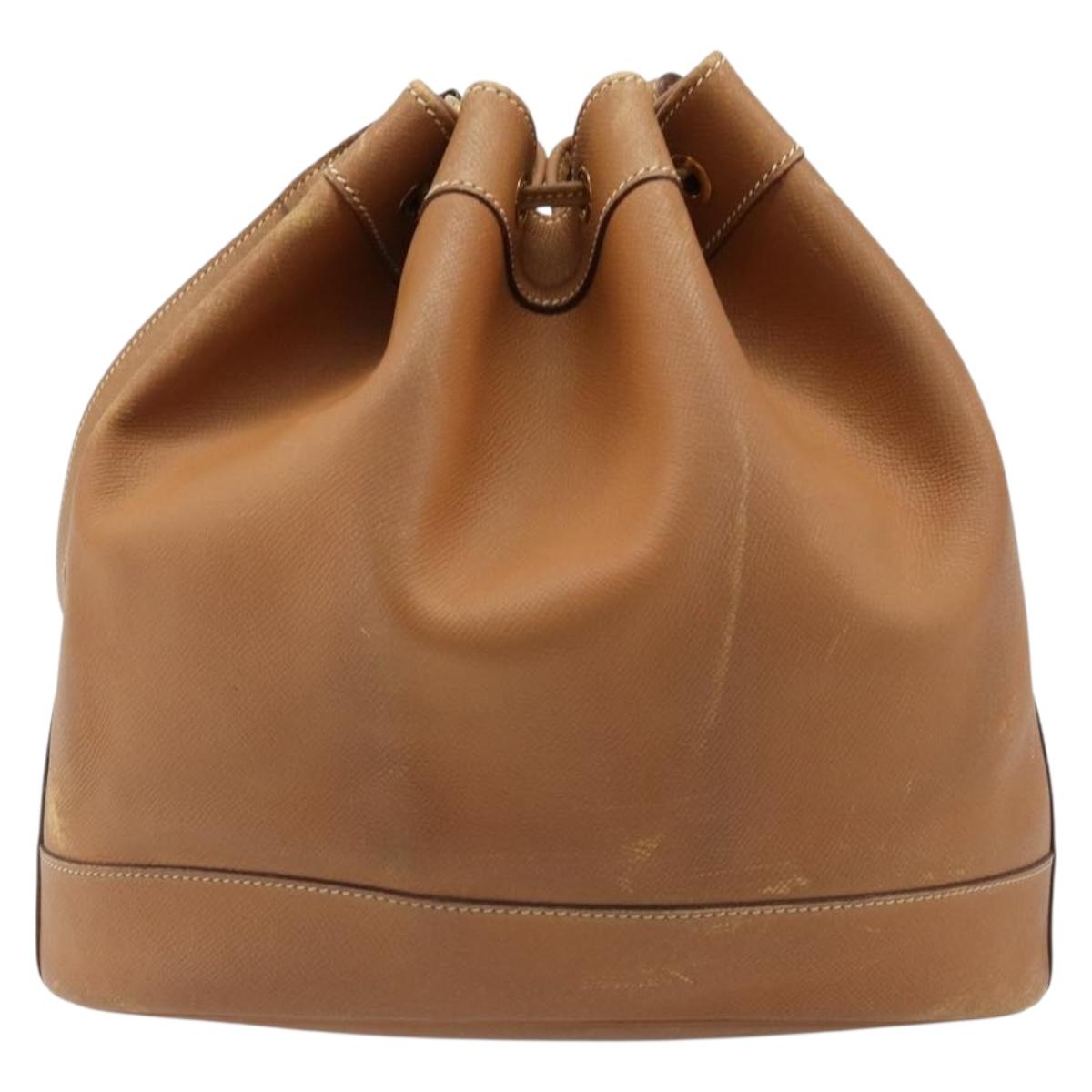 HERMES Market GM Shoulder Bag Epsom Brown Gold Auth yk20594