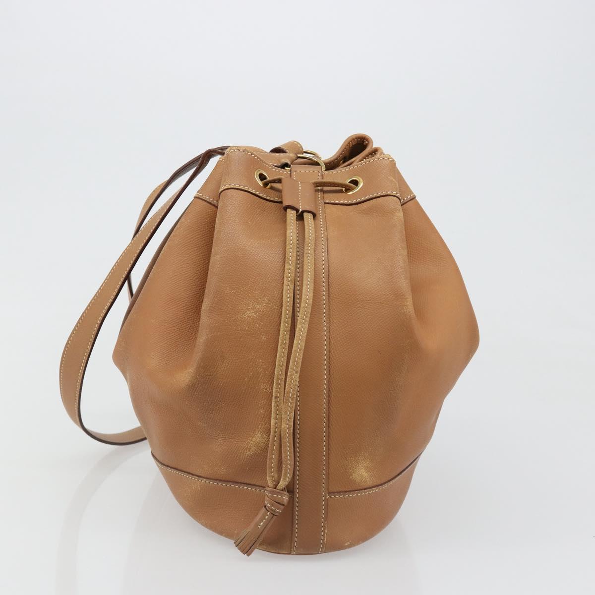 HERMES Market GM Shoulder Bag Epsom Brown Gold Auth yk20594