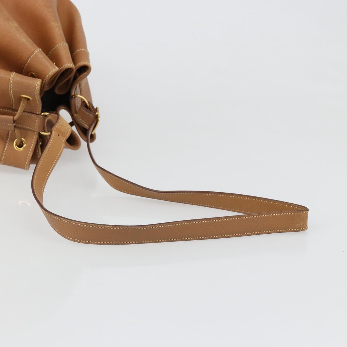 HERMES Market GM Shoulder Bag Epsom Brown Gold Auth yk20594
