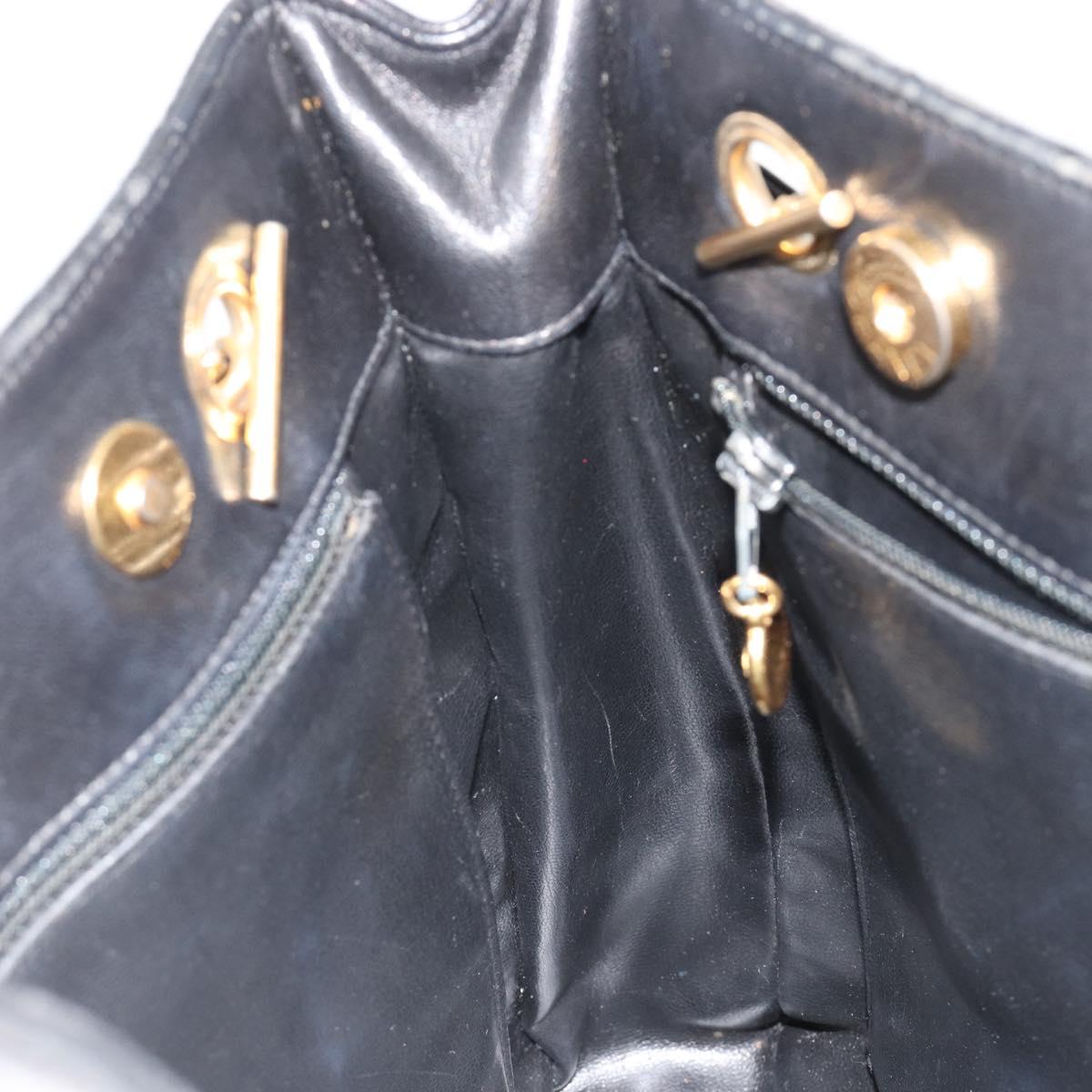 CHANEL COCO Mark Chain Tote Bag Leather Black Gold CC Auth yk20595