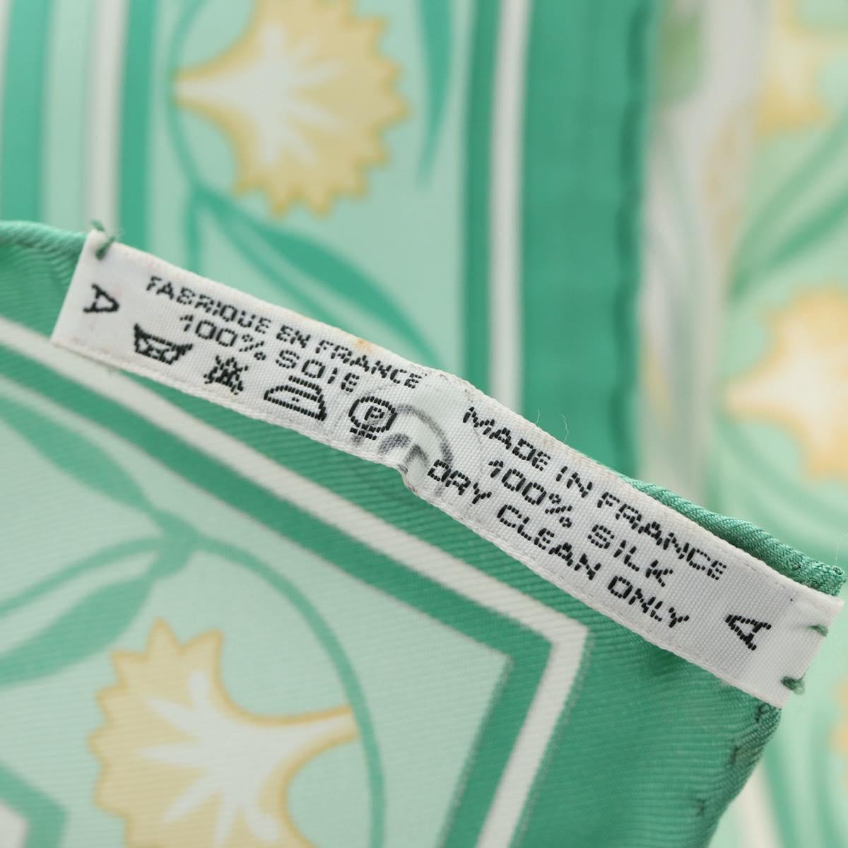 HERMES Carre 90 Scarf ""OEillets sauvages et autres"" Silk Green Auth yk20596M