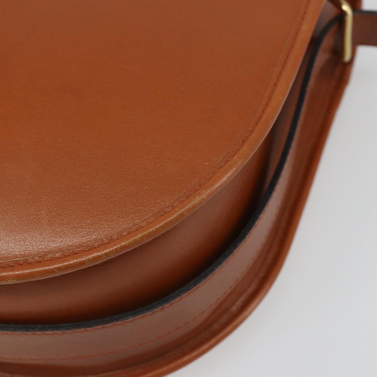 Christian Dior Shoulder Bag Leather Brown Gold Auth yk20599