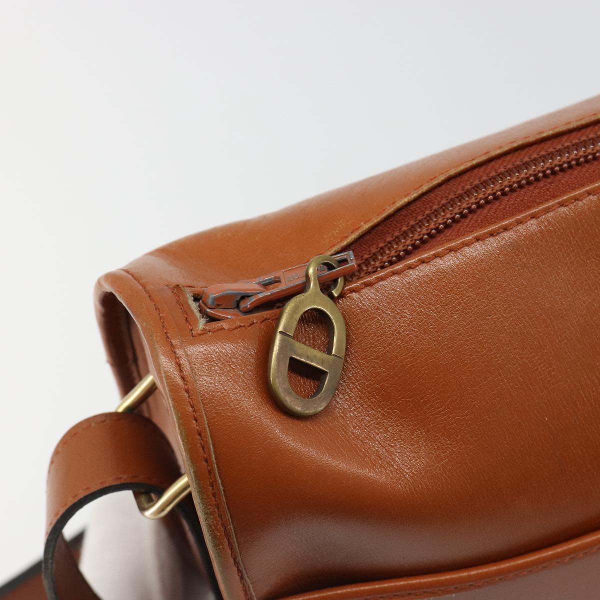 Christian Dior Shoulder Bag Leather Brown Gold Auth yk20599