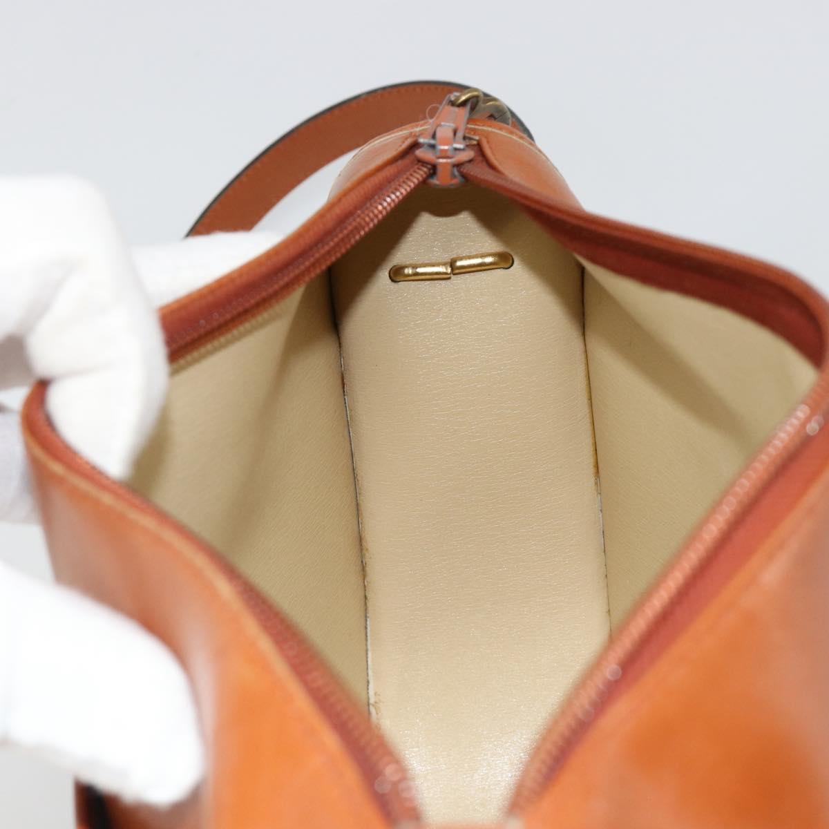 Christian Dior Shoulder Bag Leather Brown Gold Auth yk20599