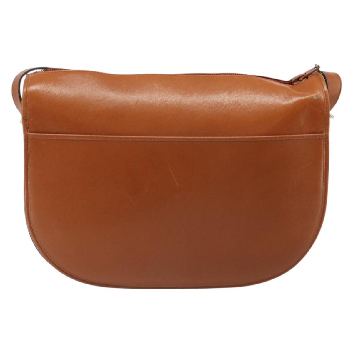 Christian Dior Shoulder Bag Leather Brown Gold Auth yk20599