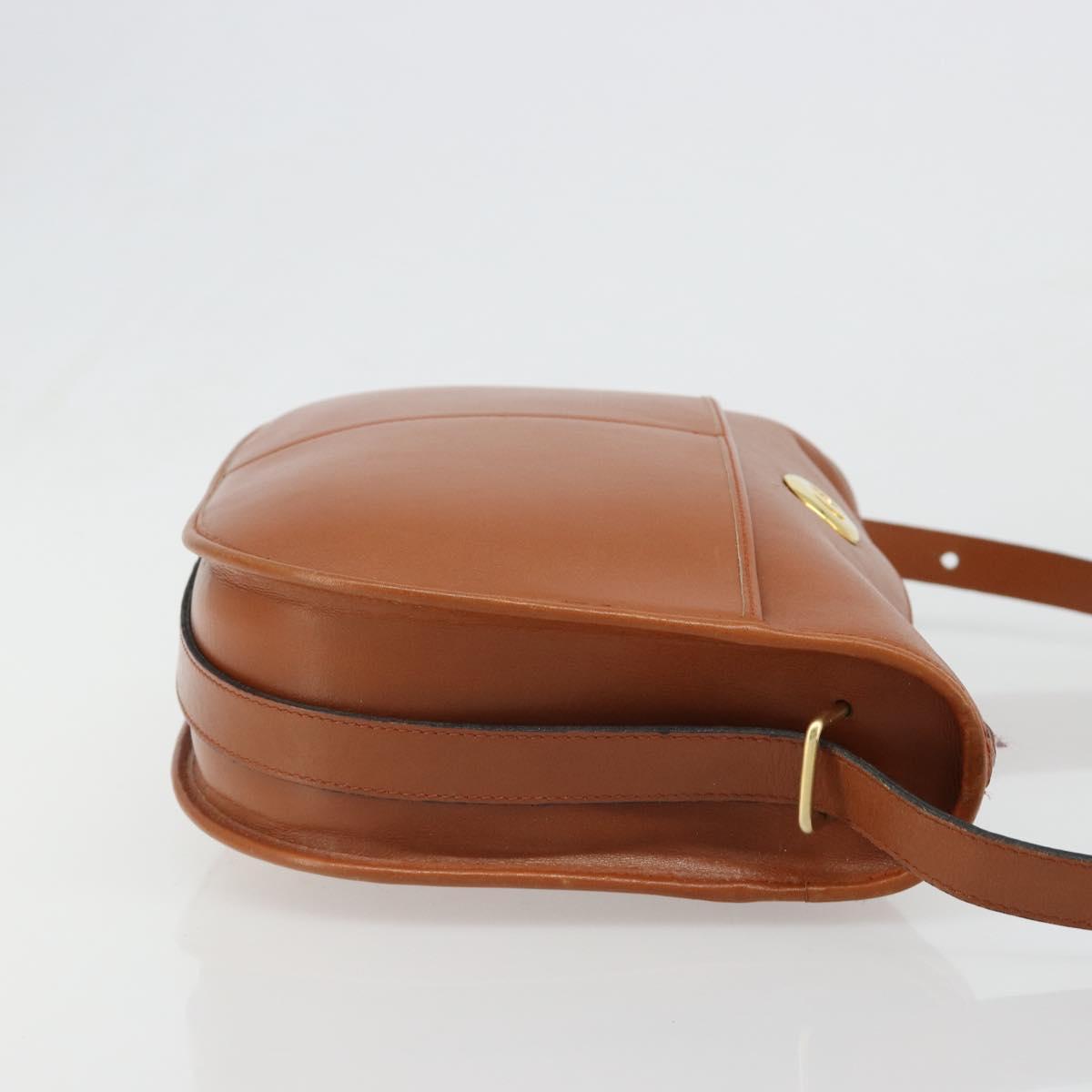 Christian Dior Shoulder Bag Leather Brown Gold Auth yk20599