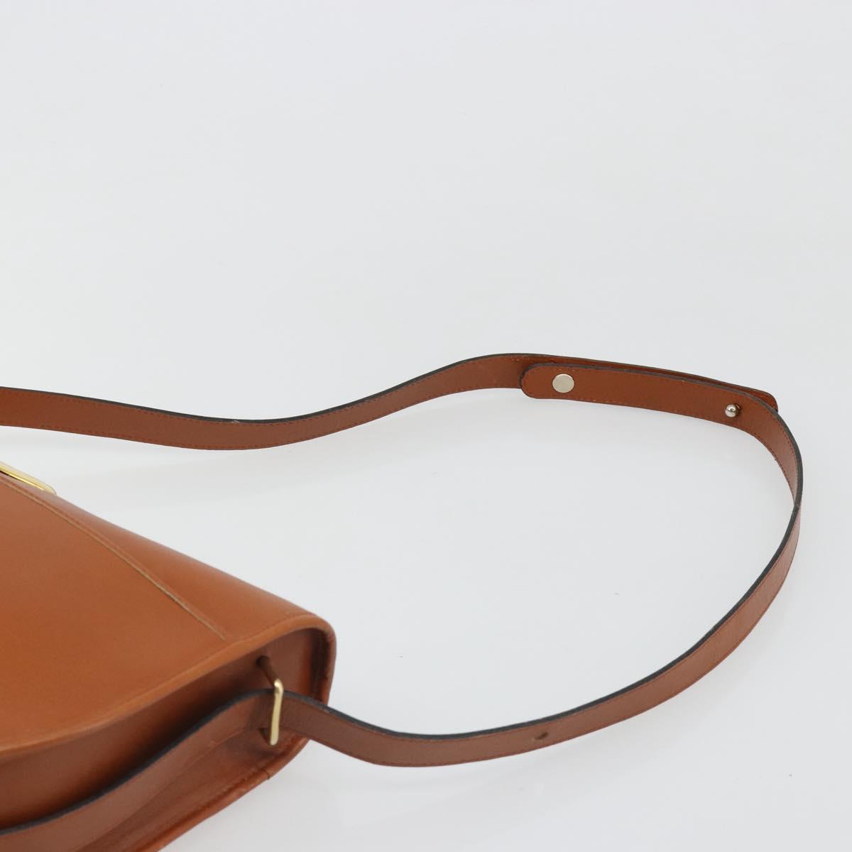 Christian Dior Shoulder Bag Leather Brown Gold Auth yk20599