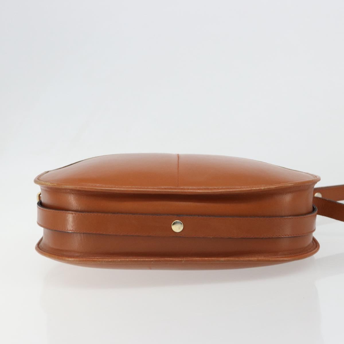 Christian Dior Shoulder Bag Leather Brown Gold Auth yk20599