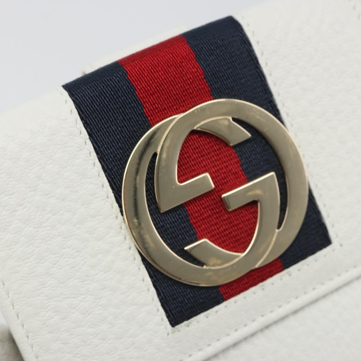 GUCCI Interlocking Sherry Line Wallet Leather White Gold 131020 Auth yk20600A