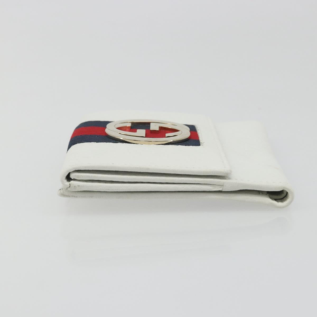 GUCCI Interlocking Sherry Line Wallet Leather White Gold 131020 Auth yk20600A