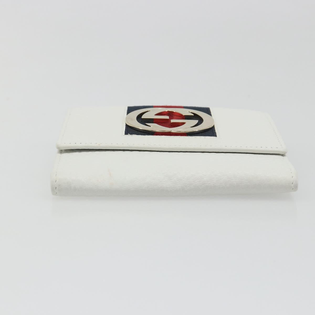 GUCCI Interlocking Sherry Line Wallet Leather White Gold 131020 Auth yk20600A