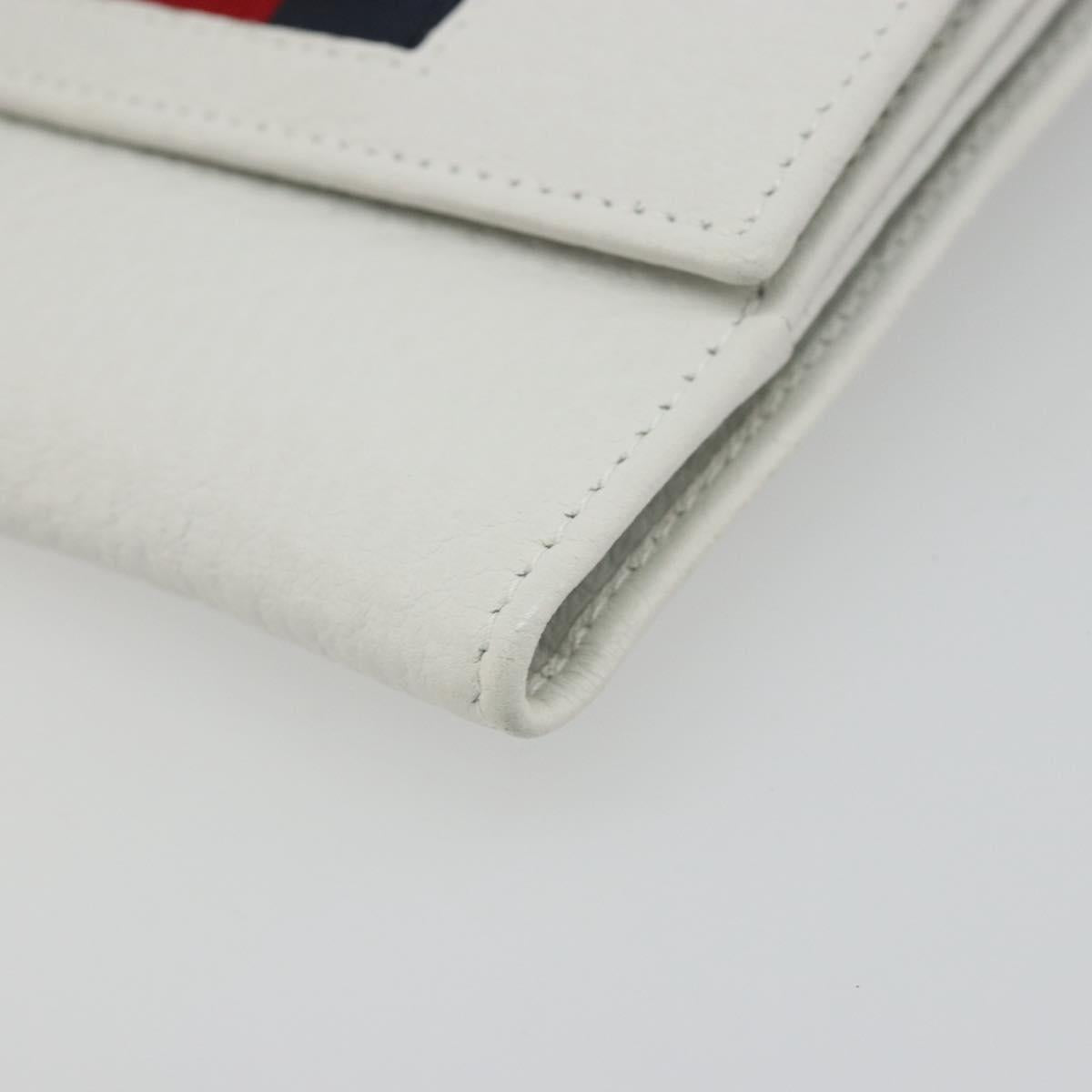 GUCCI Interlocking Sherry Line Wallet Leather White Gold 131020 Auth yk20600A