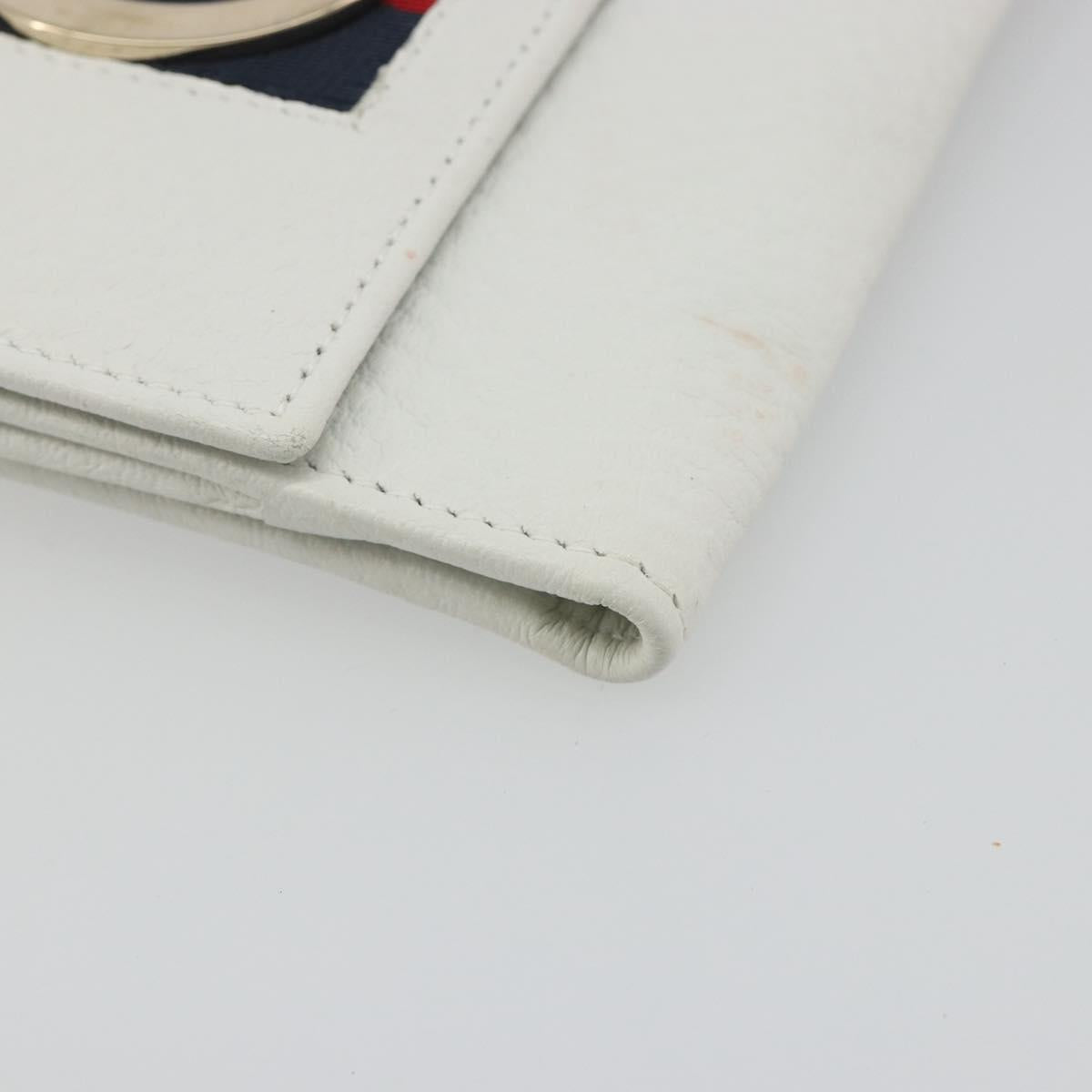 GUCCI Interlocking Sherry Line Wallet Leather White Gold 131020 Auth yk20600A