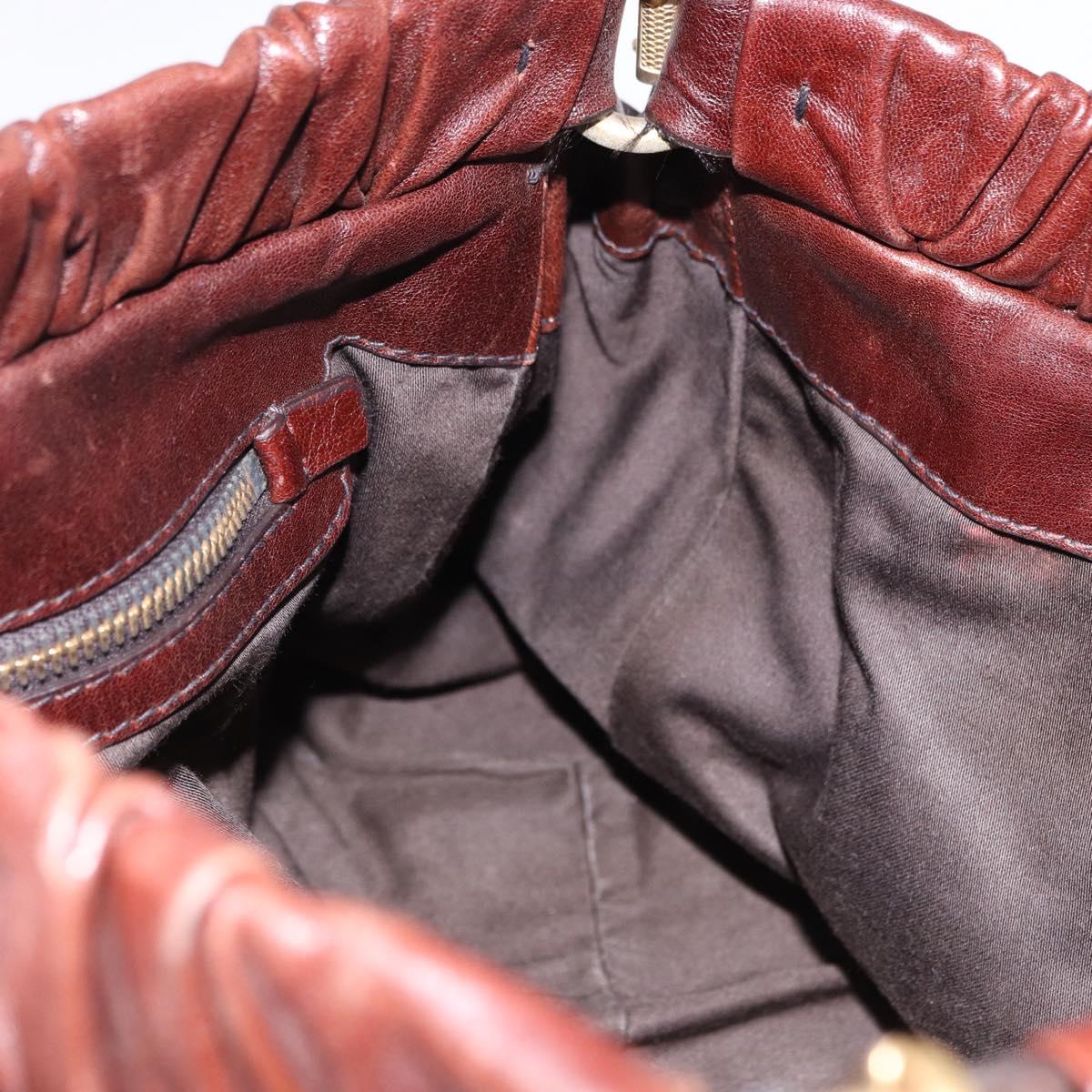 Miu Miu Hand Bag Leather 2way Brown Gold Auth yk20606SAM