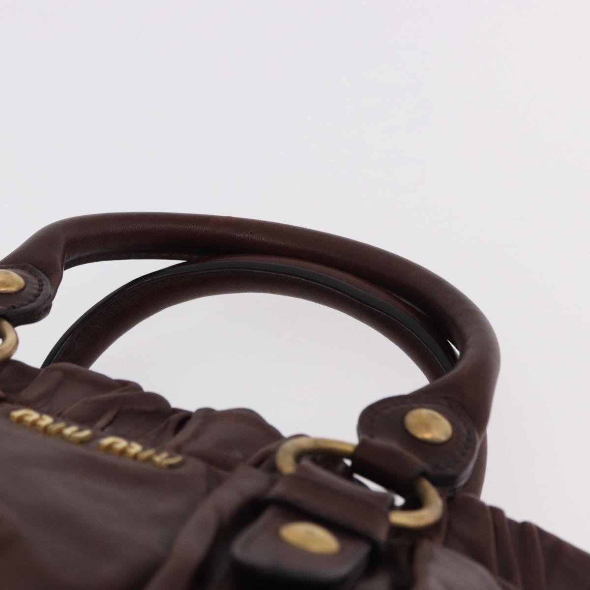 Miu Miu Hand Bag Leather 2way Brown Gold Auth yk20606SAM