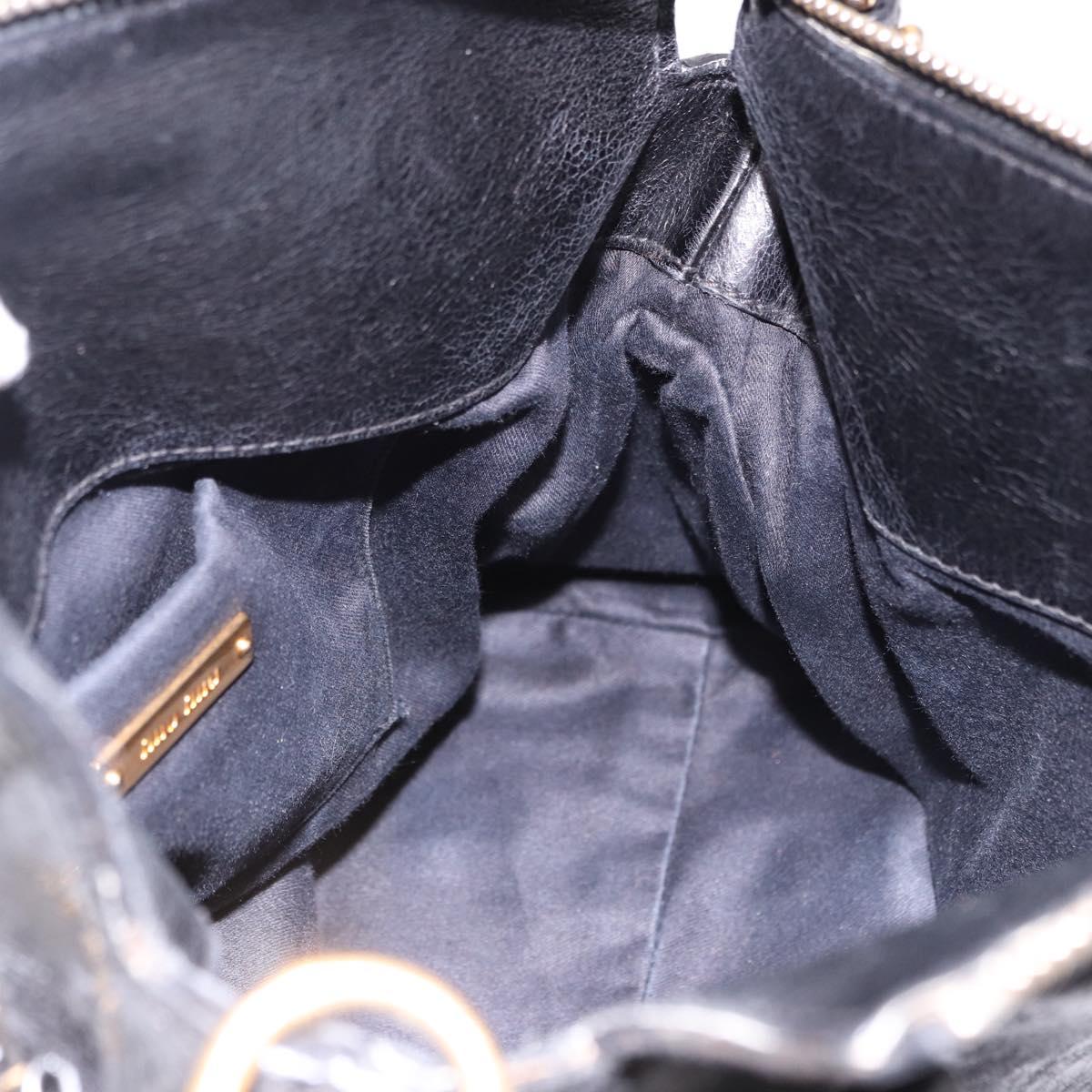Miu Miu Hand Bag Leather 2way Black Gold Auth yk20607SAM