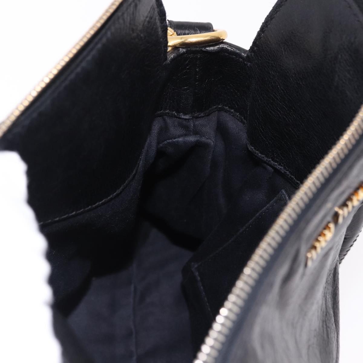 Miu Miu Hand Bag Leather 2way Black Gold Auth yk20607SAM