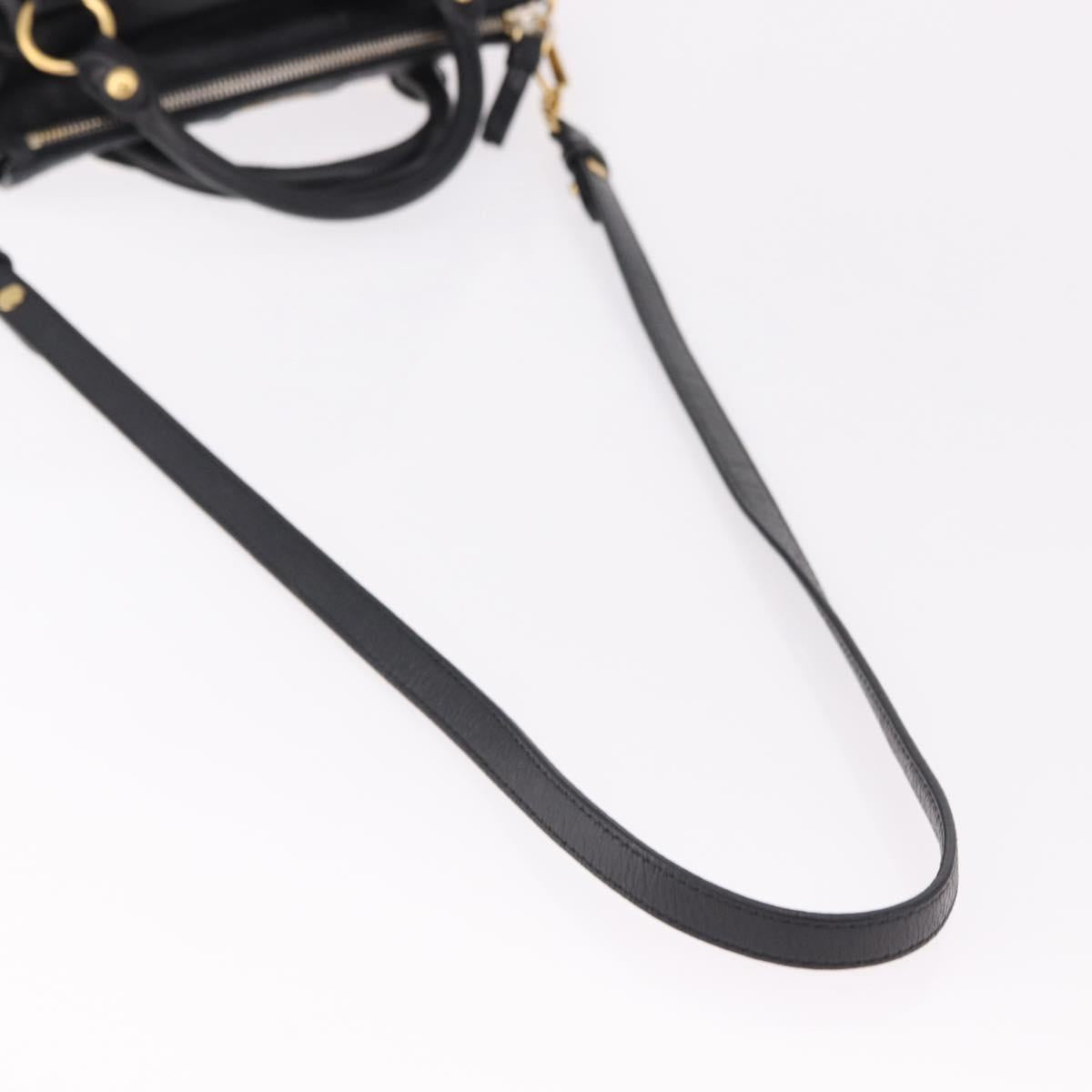 Miu Miu Hand Bag Leather 2way Black Gold Auth yk20607SAM