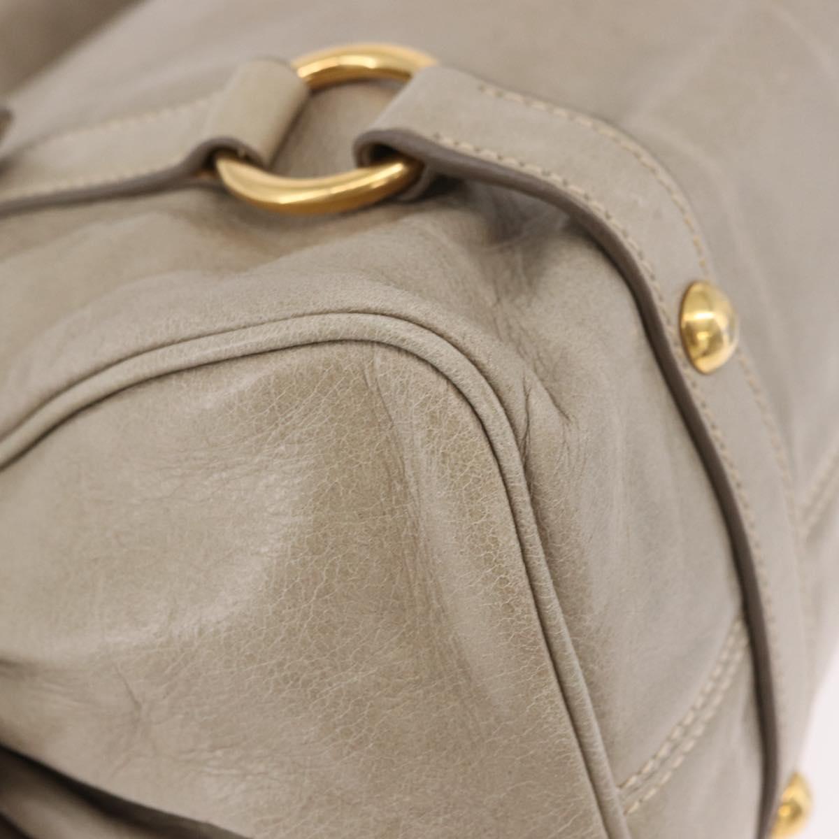 Miu Miu Hand Bag Leather 2way Gray Gold Auth yk20608SAM