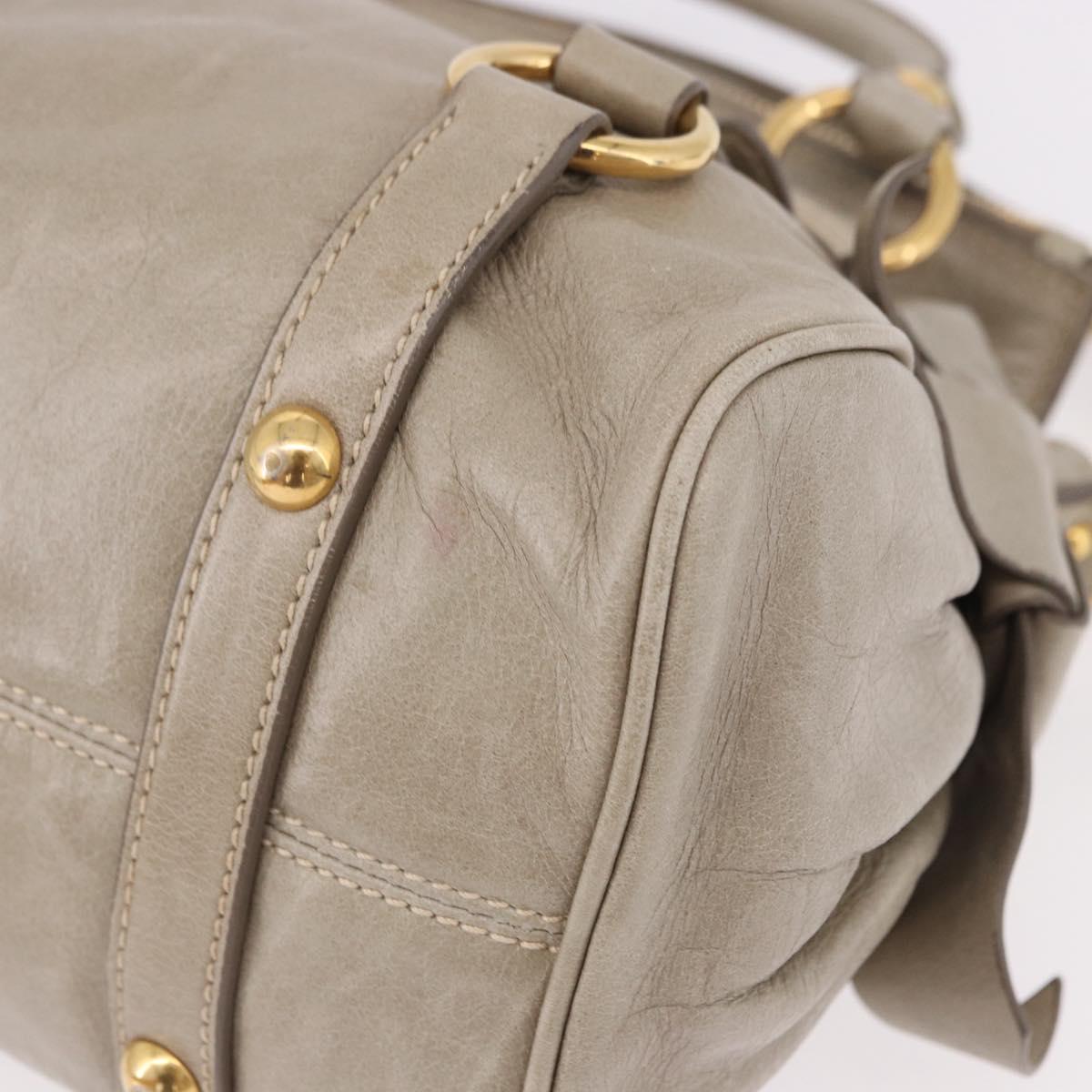 Miu Miu Hand Bag Leather 2way Gray Gold Auth yk20608SAM