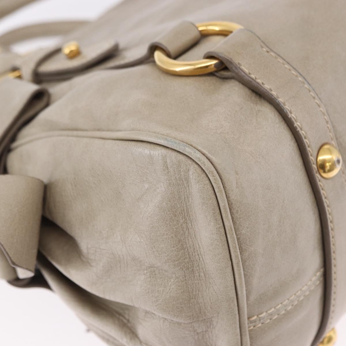 Miu Miu Hand Bag Leather 2way Gray Gold Auth yk20608SAM