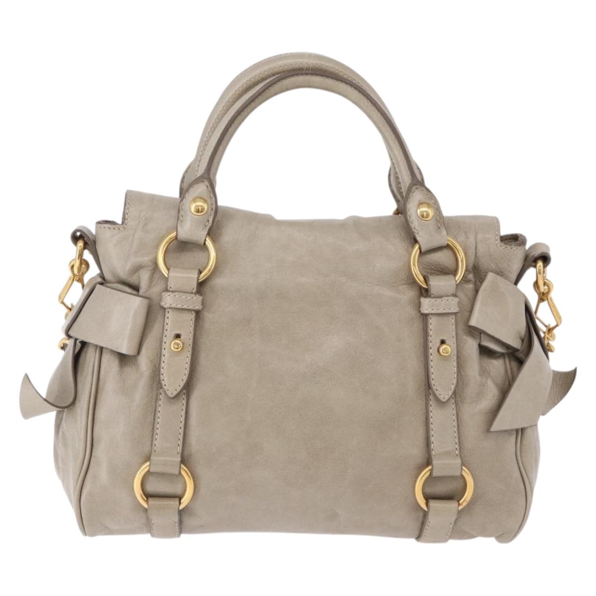 Miu Miu Hand Bag Leather 2way Gray Gold Auth yk20608SAM