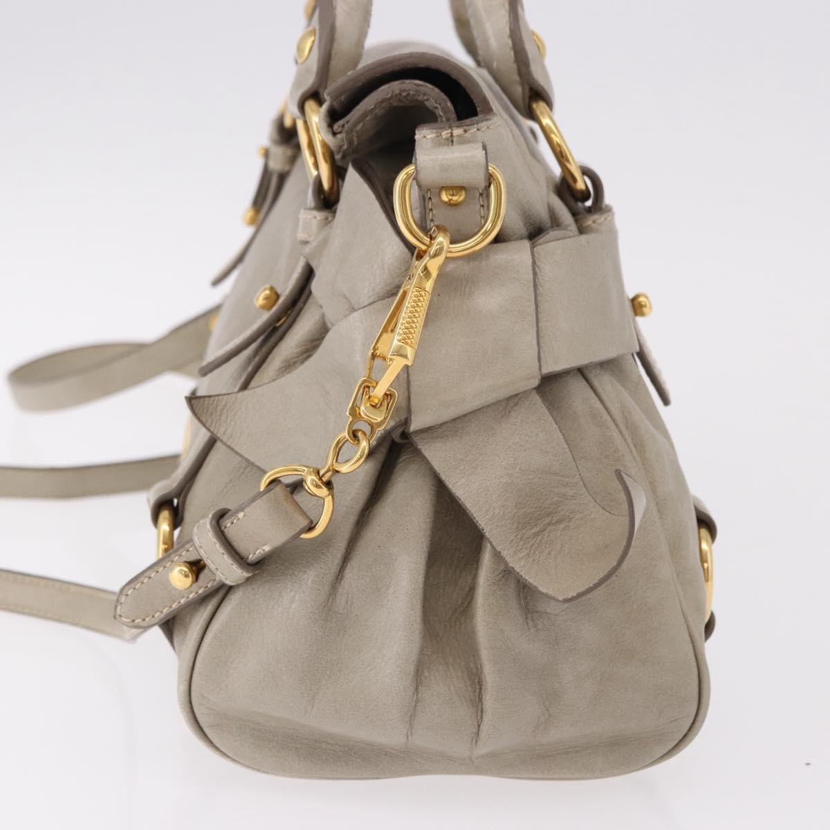 Miu Miu Hand Bag Leather 2way Gray Gold Auth yk20608SAM