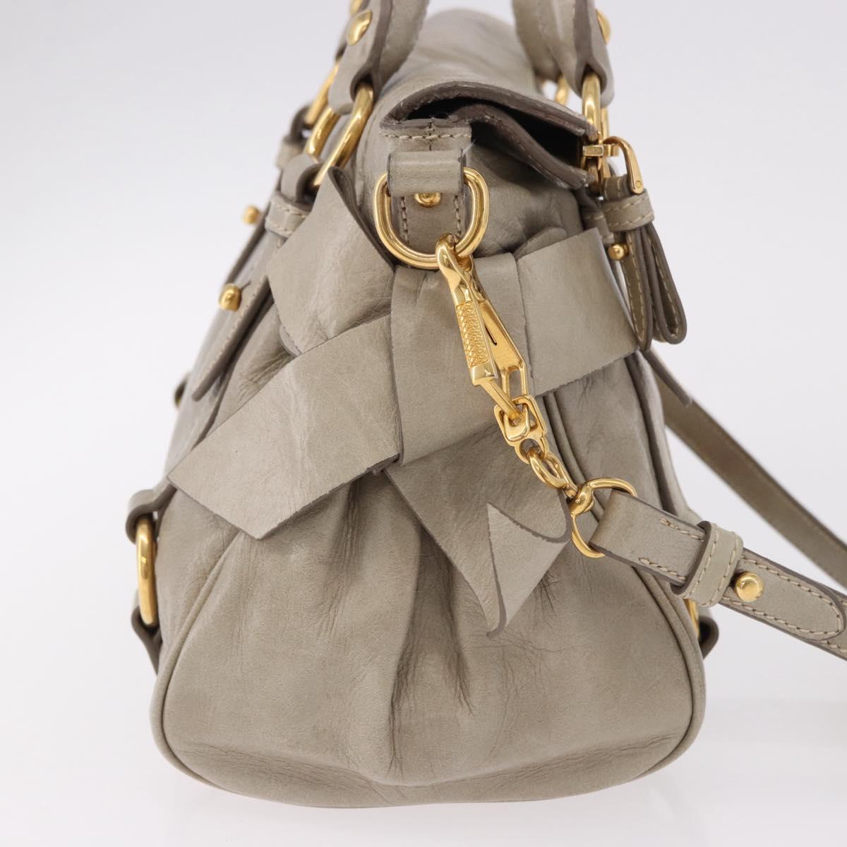 Miu Miu Hand Bag Leather 2way Gray Gold Auth yk20608SAM