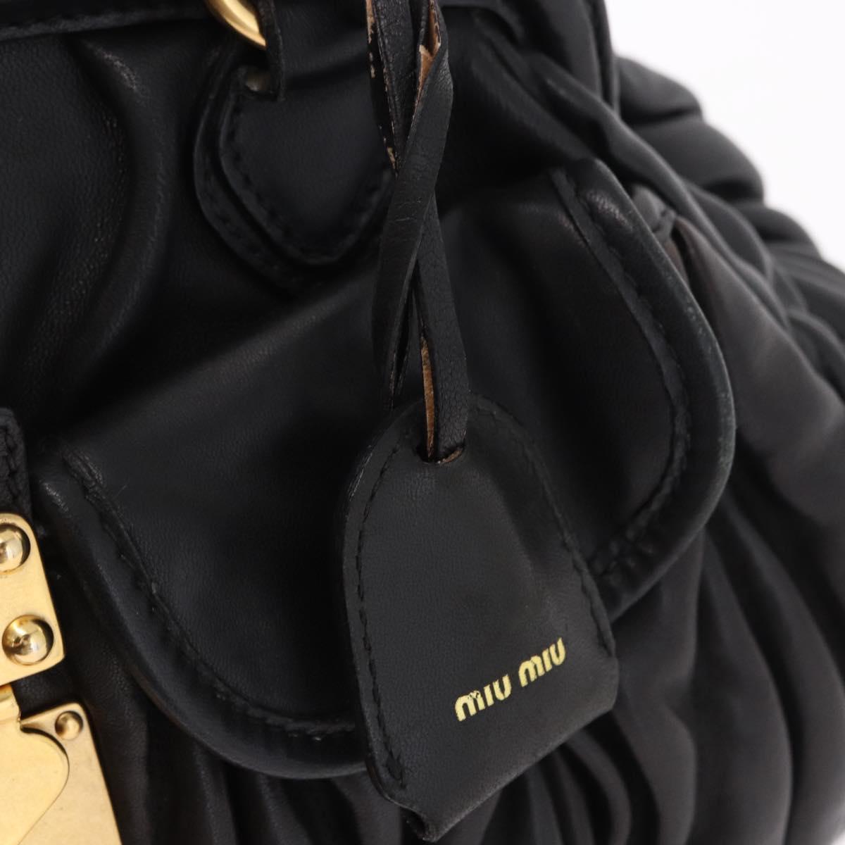 Miu Miu Matelasse Hand Bag Leather Black Gold Auth yk20609SAM