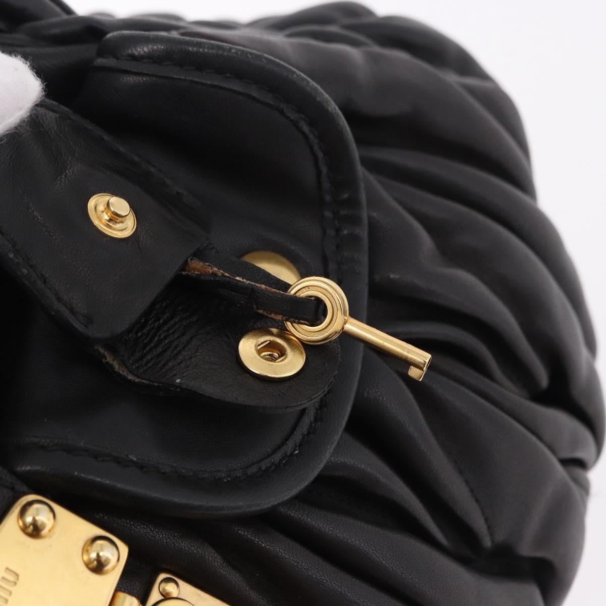 Miu Miu Matelasse Hand Bag Leather Black Gold Auth yk20609SAM