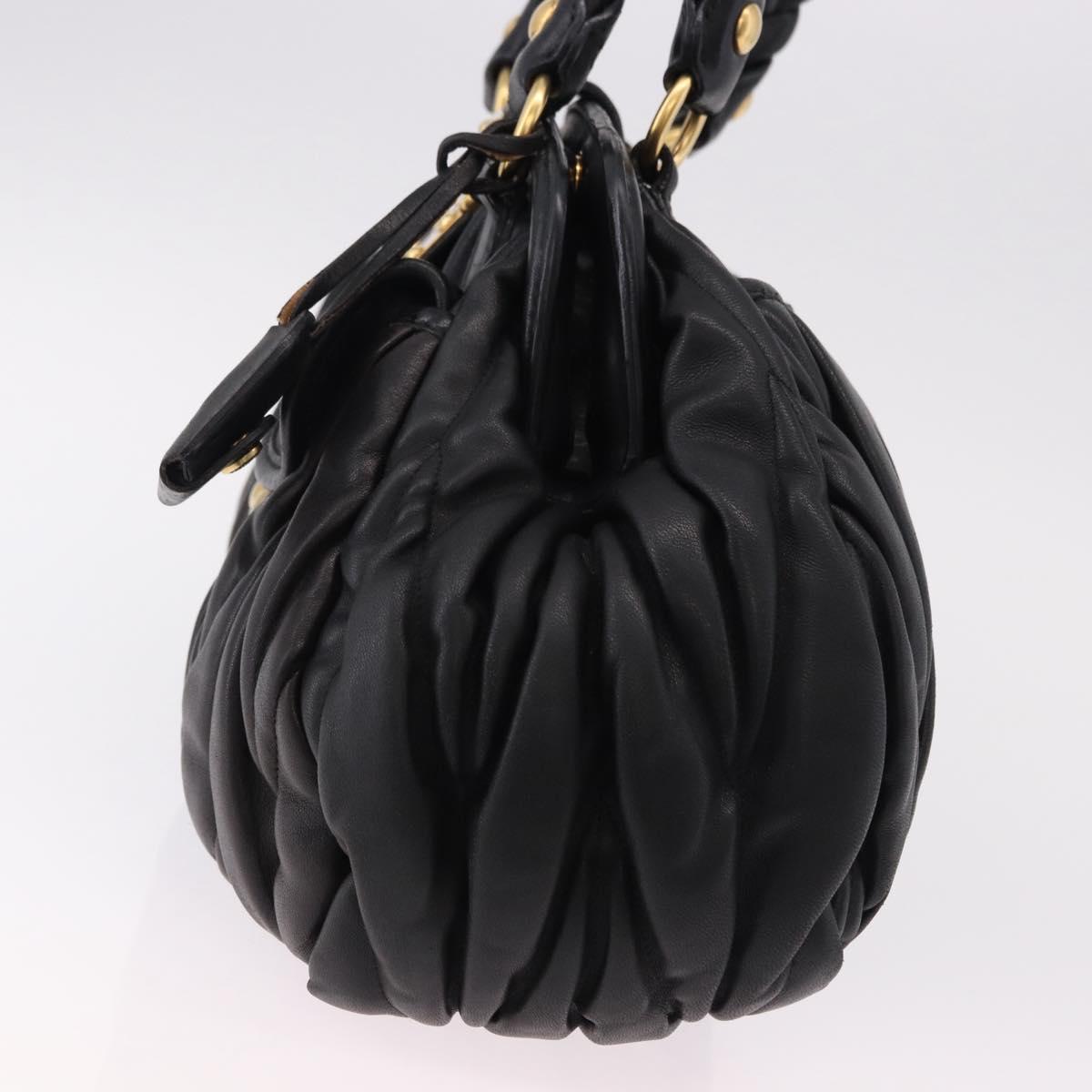 Miu Miu Matelasse Hand Bag Leather Black Gold Auth yk20609SAM