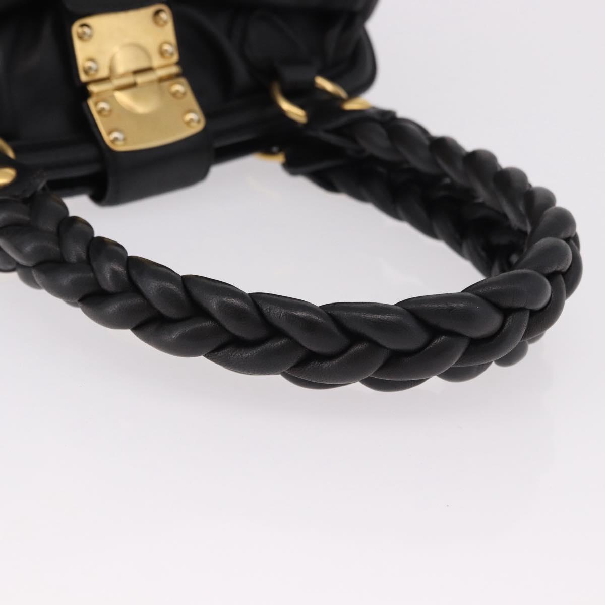 Miu Miu Matelasse Hand Bag Leather Black Gold Auth yk20609SAM