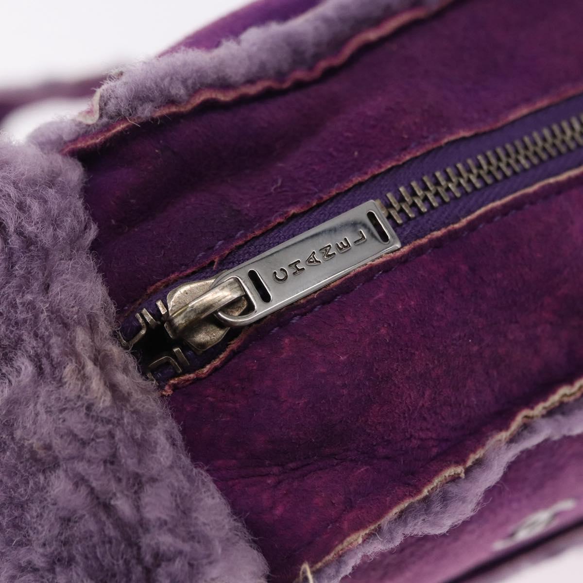 CHANEL Choco Bar Shoulder Bag Mouton Purple Silver CC Auth yk20610A