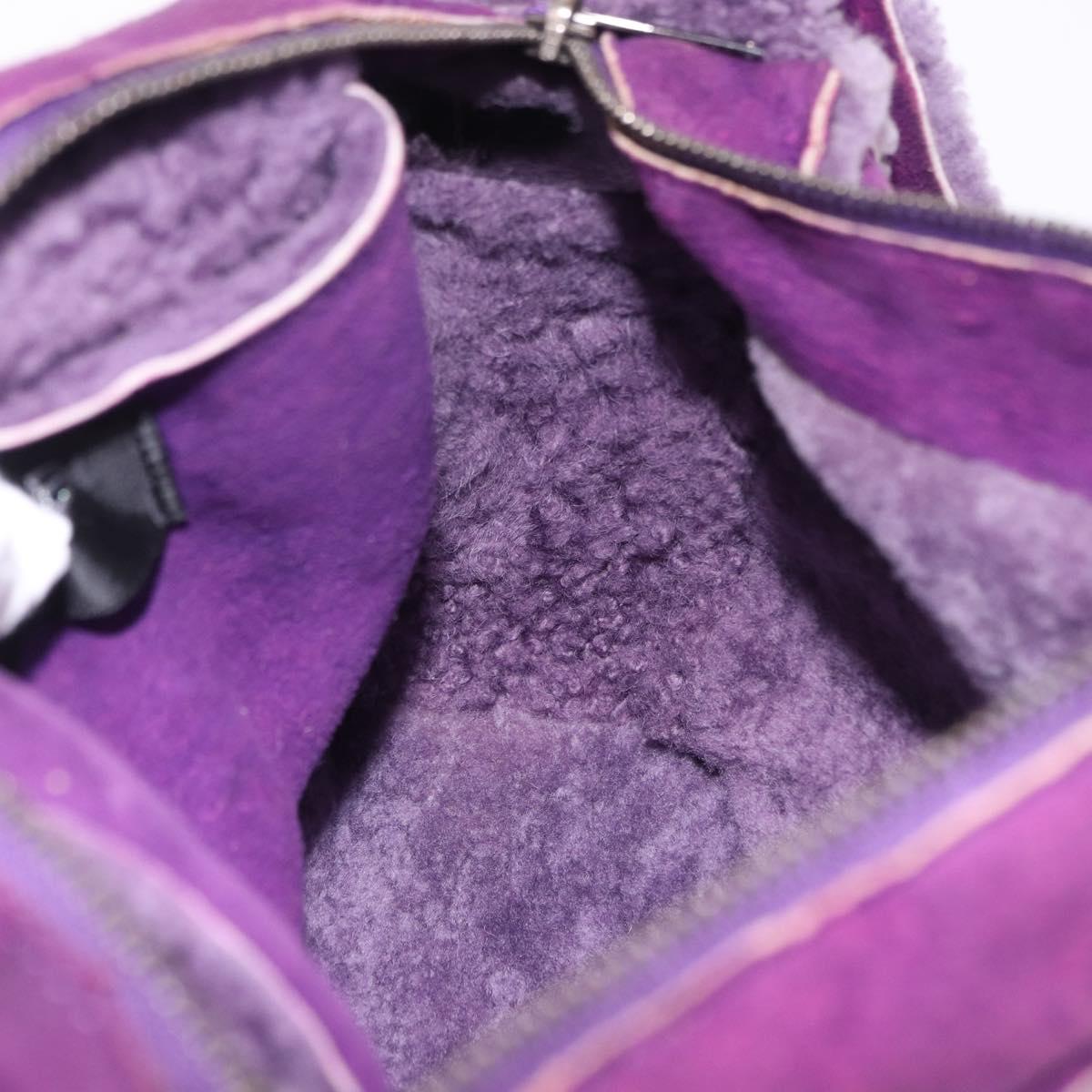 CHANEL Choco Bar Shoulder Bag Mouton Purple Silver CC Auth yk20610A