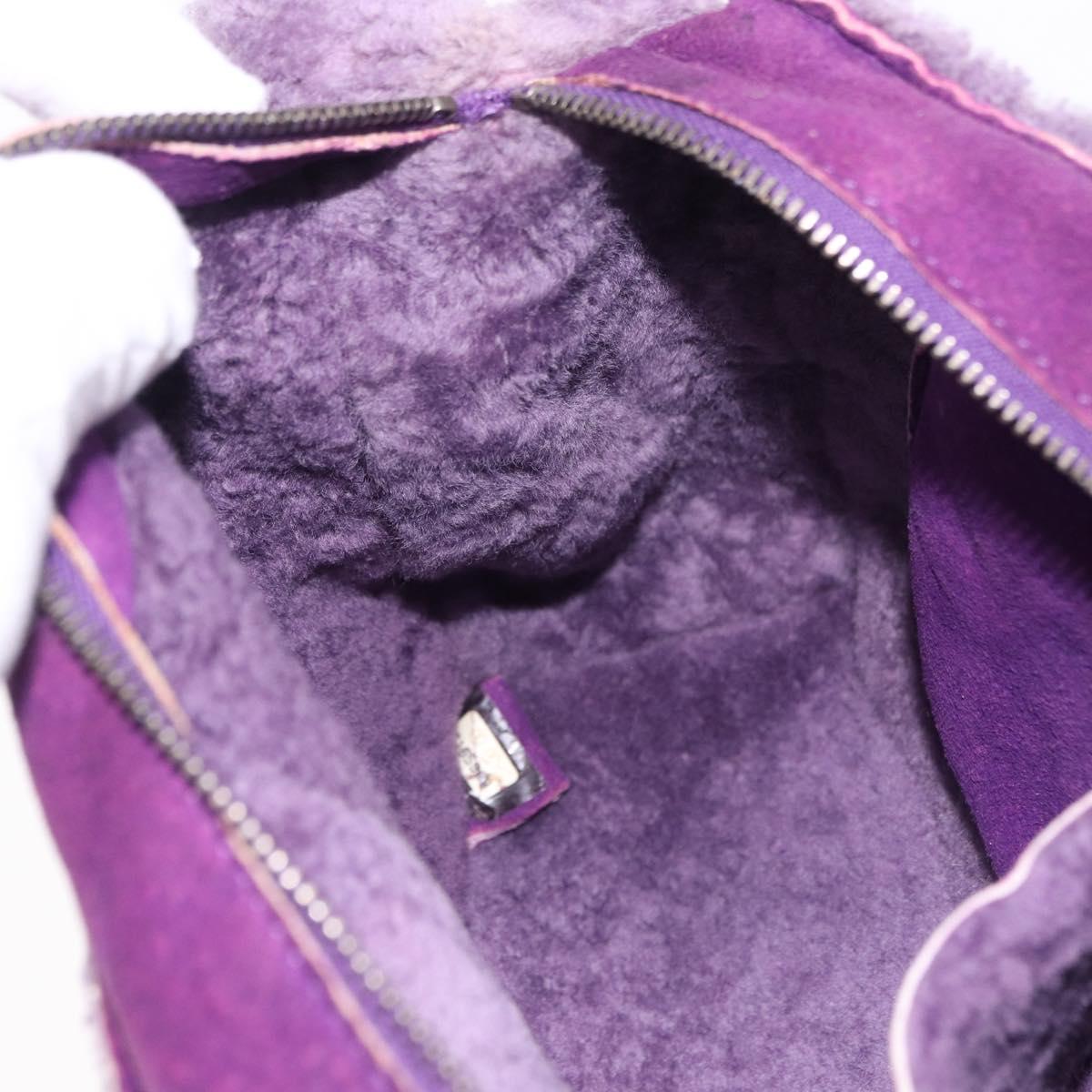 CHANEL Choco Bar Shoulder Bag Mouton Purple Silver CC Auth yk20610A