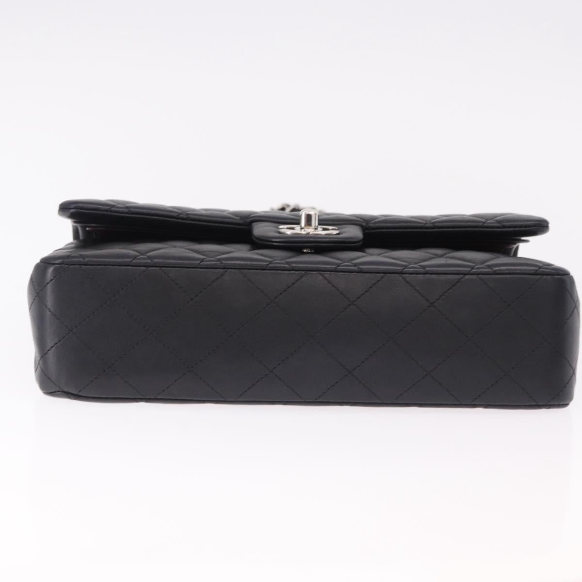 CHANEL Chain Matelasse 25 Shoulder Bag Lamb Skin Black Silver CC Auth yk20611SM