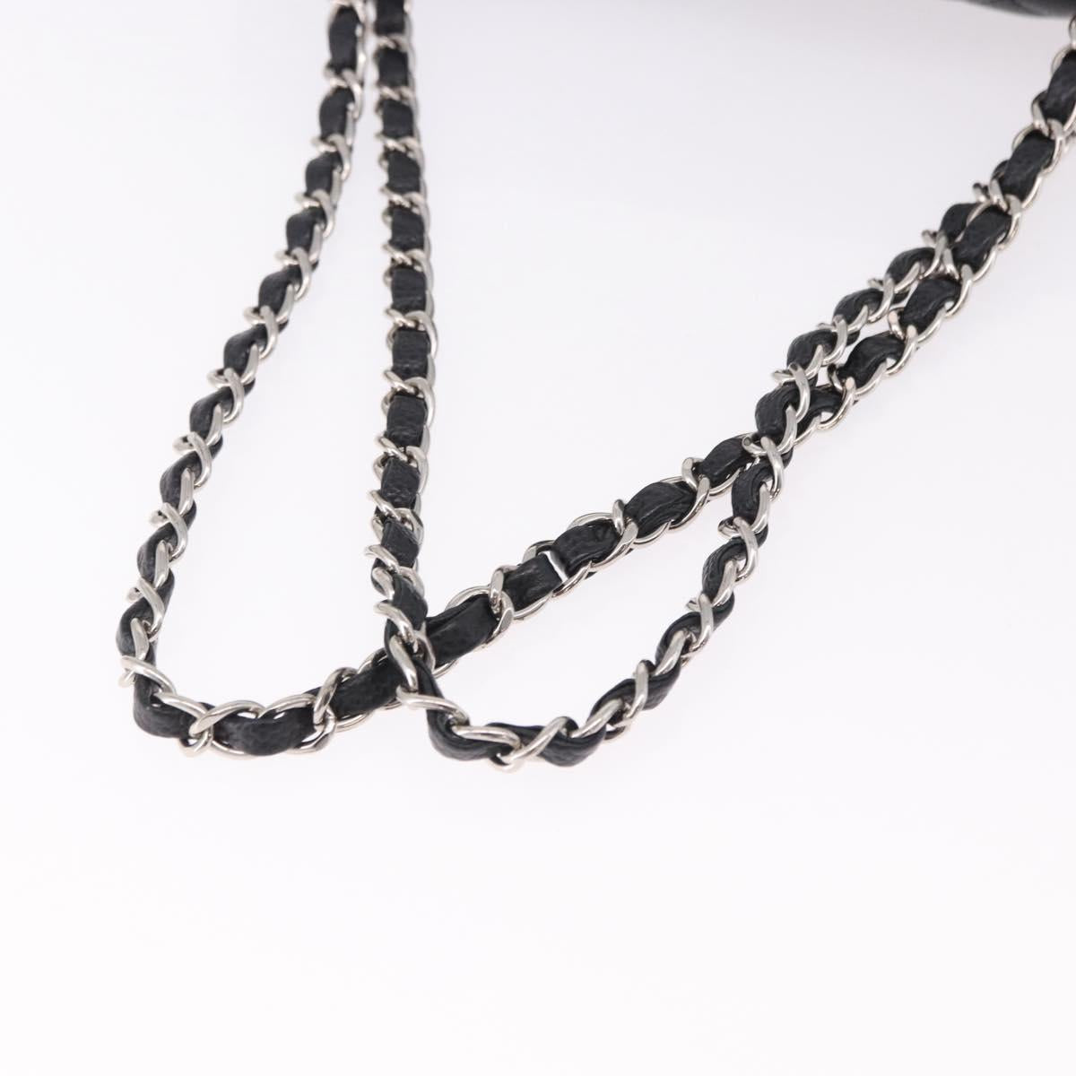 CHANEL Chain Matelasse 25 Bag Caviar Skin Black Silver CC Auth yk20612SM