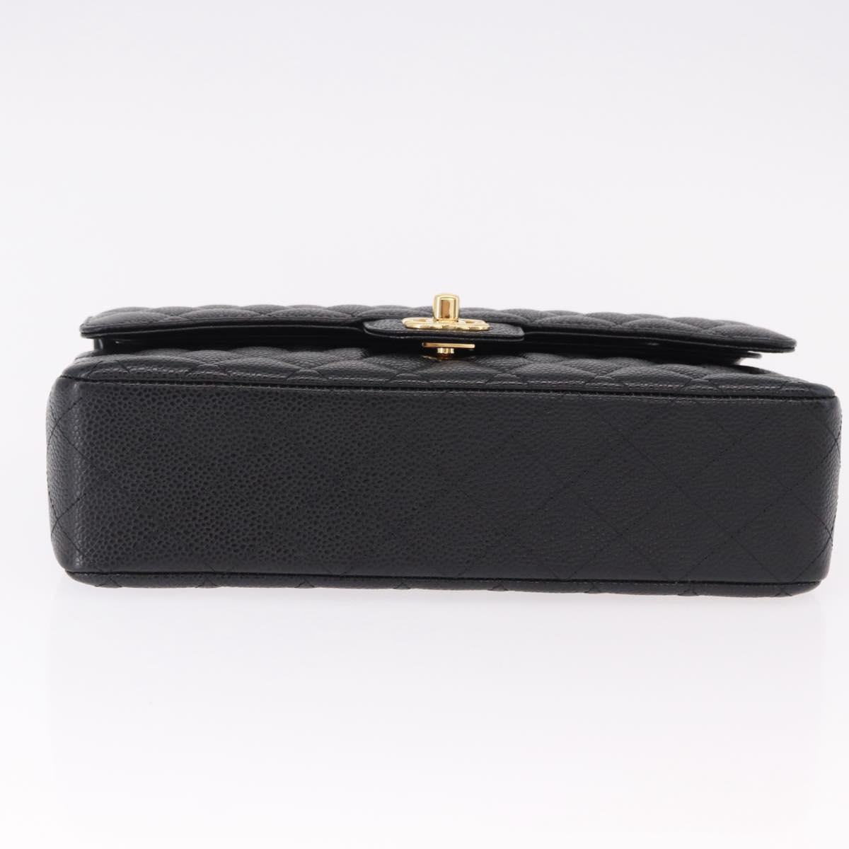 CHANEL Chain Matelasse 25 Shoulder Bag Caviar Skin Black Gold CC Auth yk20614SM
