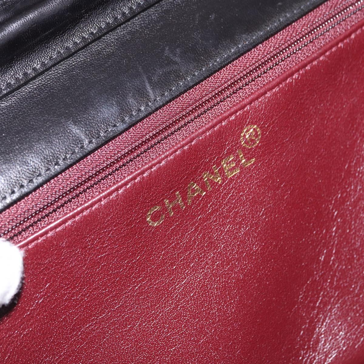 CHANEL Matelasse Chain Shoulder Bag Lamb Skin Black Gold CC Auth yk20616SAM