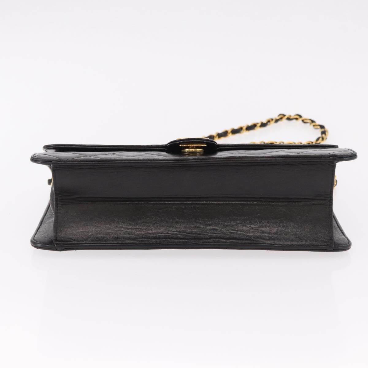 CHANEL Matelasse Chain Shoulder Bag Lamb Skin Black Gold CC Auth yk20616SAM