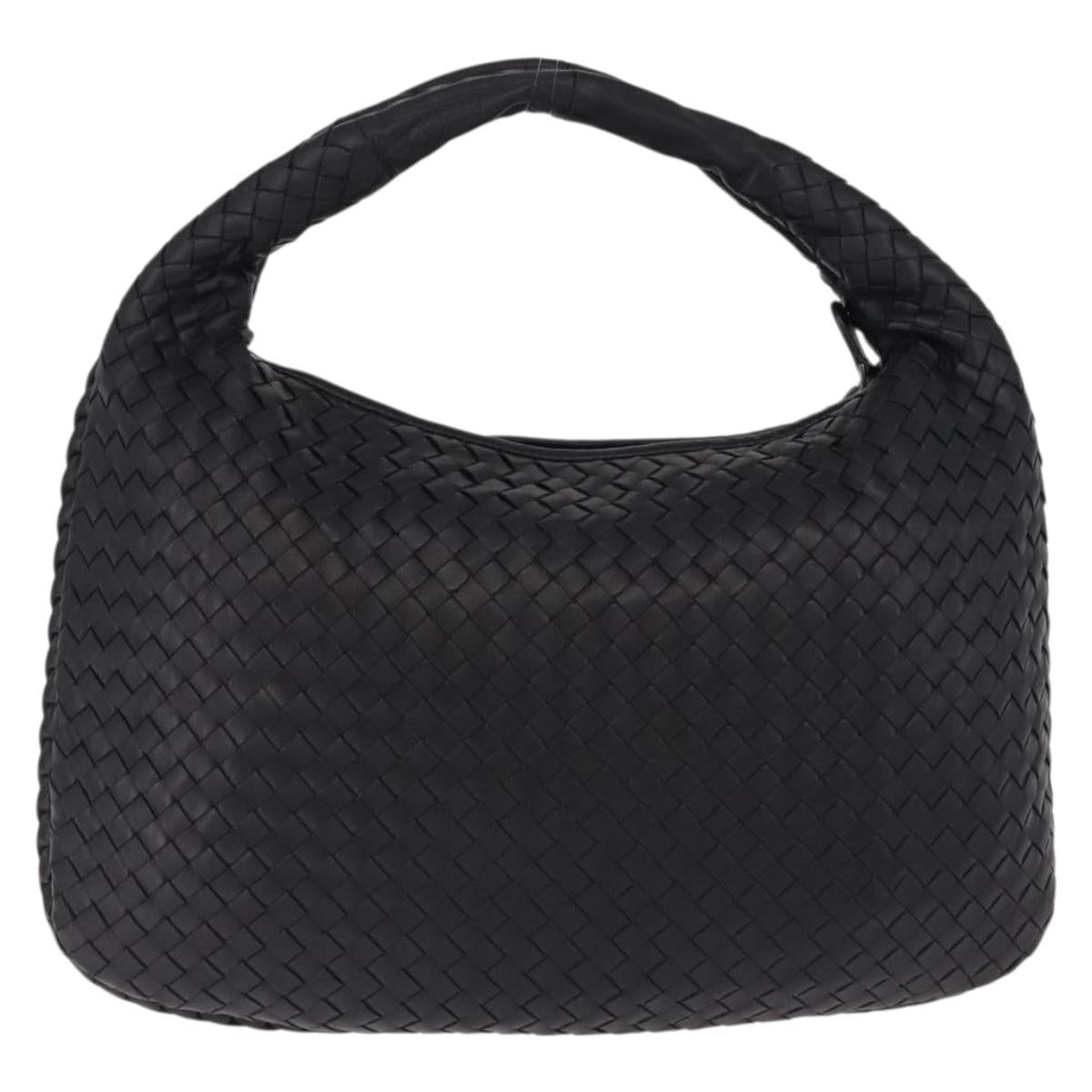 BOTTEGA VENETA INTRECCIATO Hobo Shoulder Bag Leather Black Auth yk20619SAV