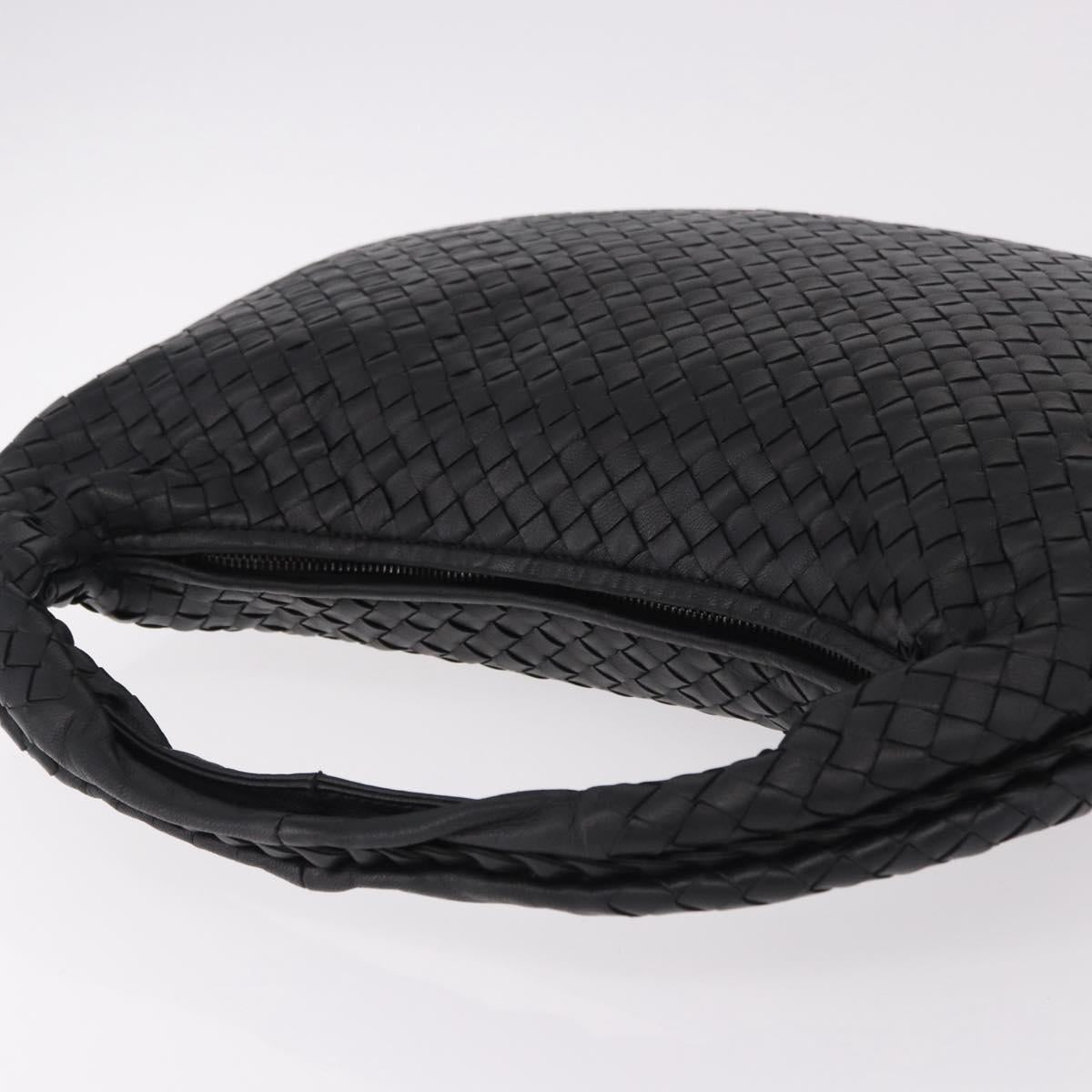 BOTTEGA VENETA INTRECCIATO Hobo Shoulder Bag Leather Black Auth yk20619SAV