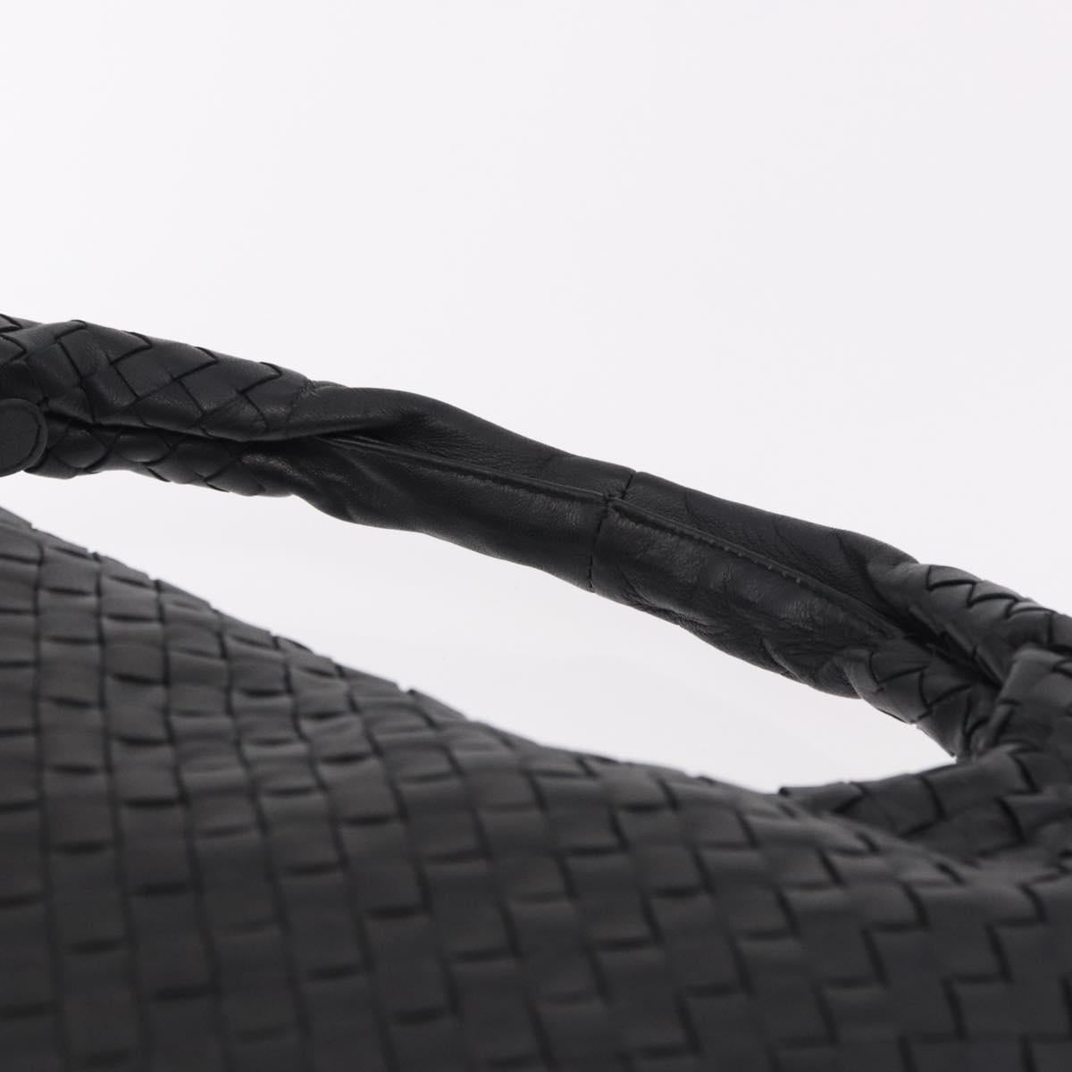 BOTTEGA VENETA INTRECCIATO Hobo Shoulder Bag Leather Black Auth yk20619SAV