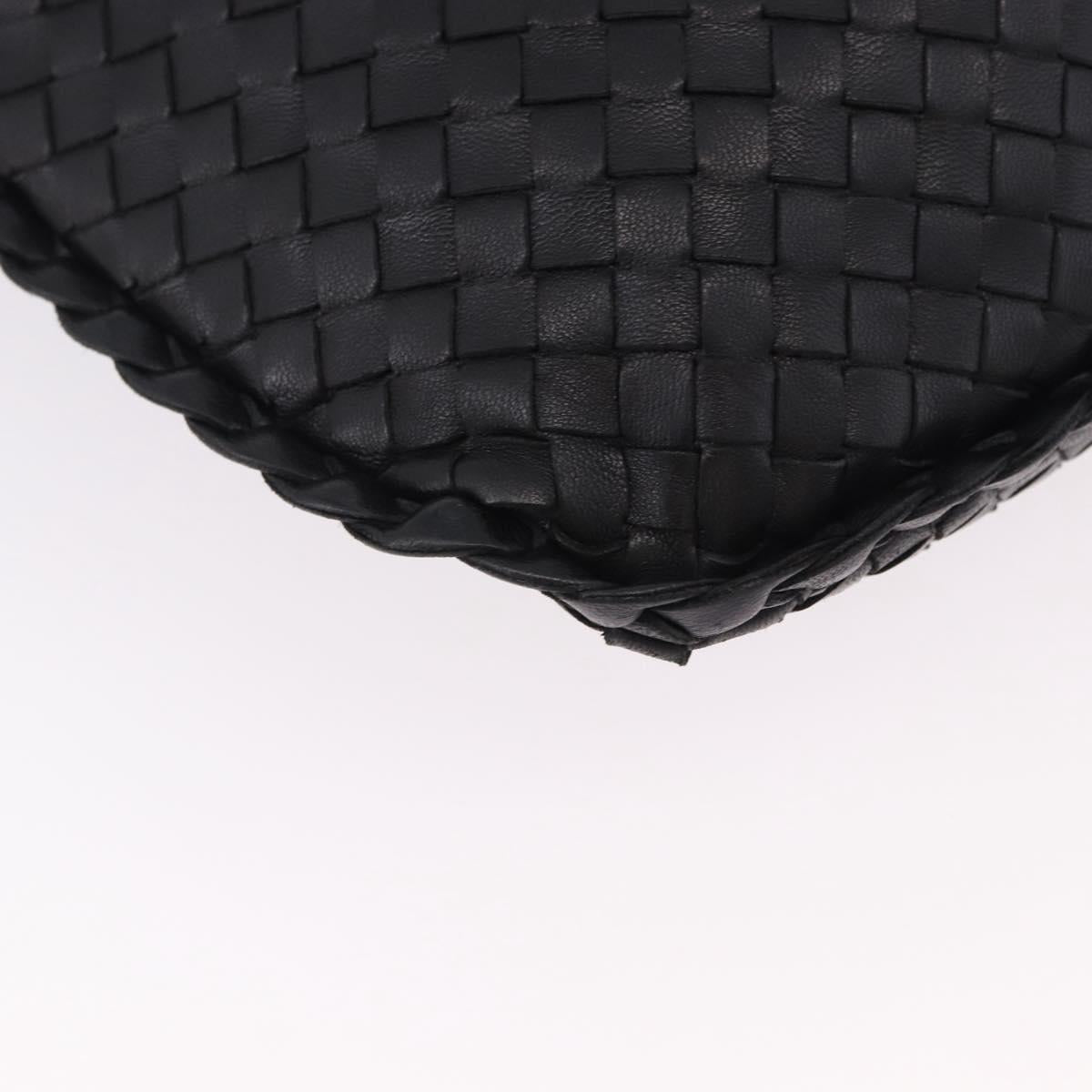 BOTTEGA VENETA INTRECCIATO Bag Leather Black Gold 115653 Auth yk20620SAV